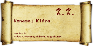 Kenesey Klára névjegykártya